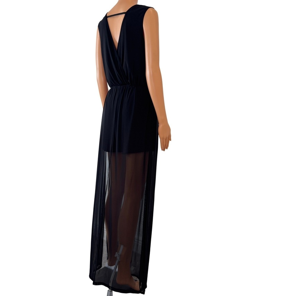 Bailey Blue Black Sheer Mesh Overlay Maxi Romper Dress V-Neck Size M 4GA9T0116 - Picture 5 of 14